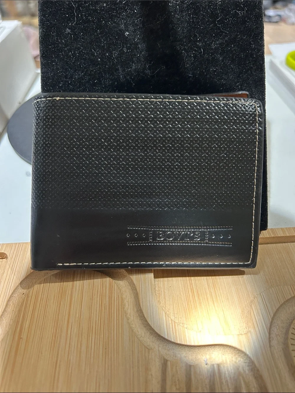 Black Textured Leather Men's Wallet
